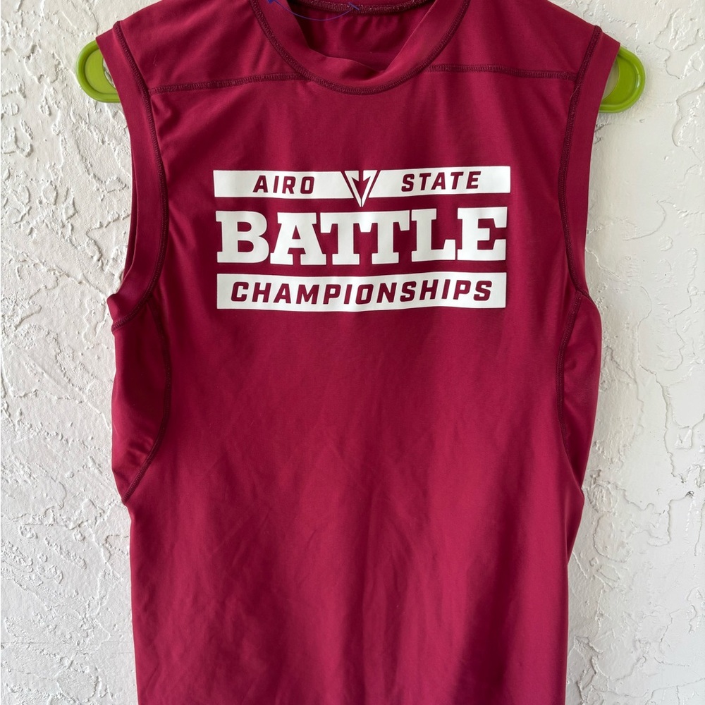 Red Sleeveless Battle Championships Shirt